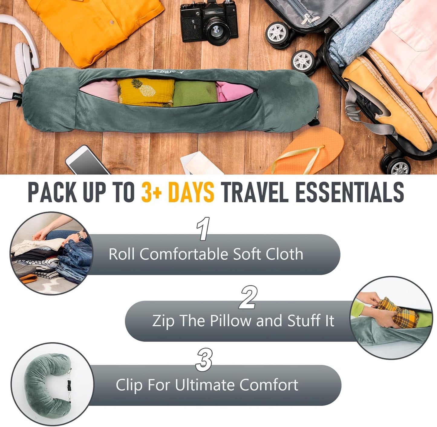 Almohada De Viaje Rellenable Con Ropa