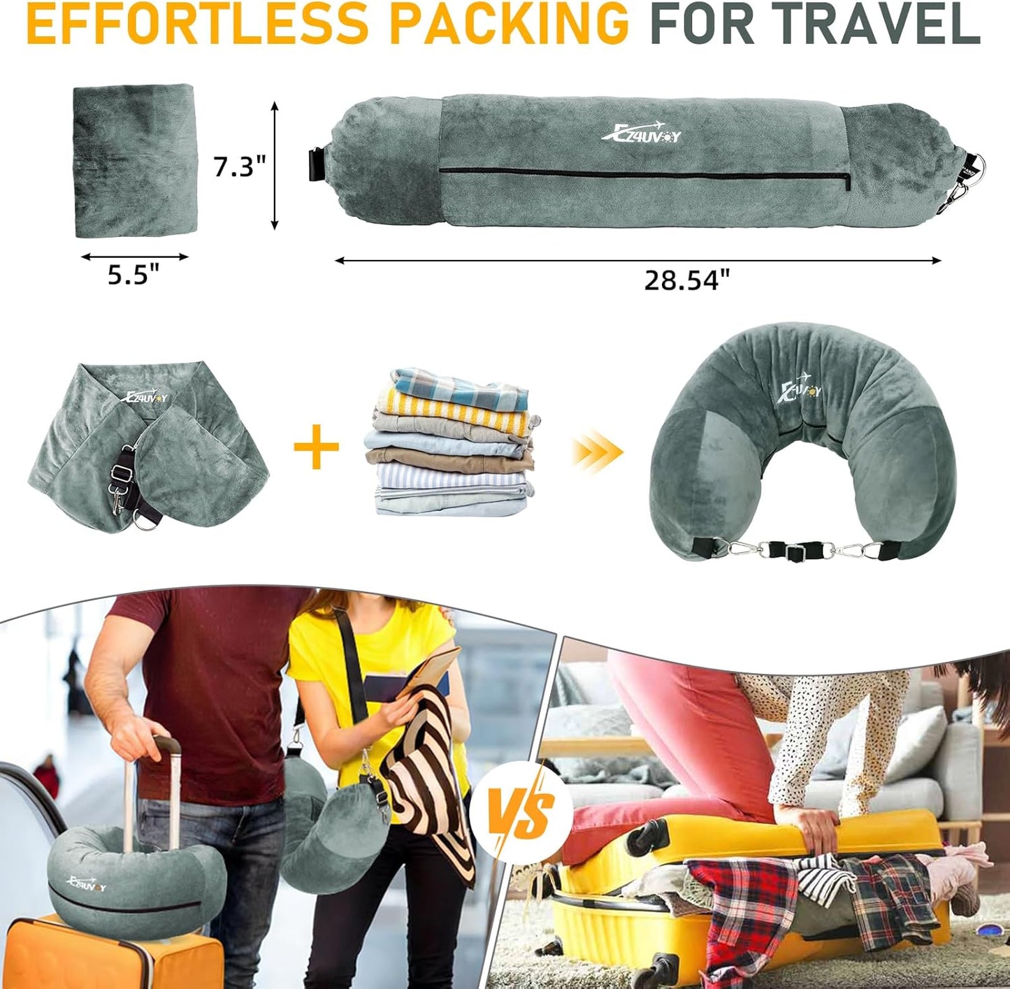 Almohada De Viaje Rellenable Con Ropa