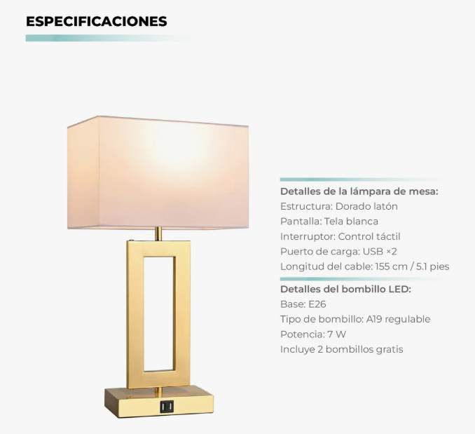 Lámparas De Mesa Doradas Inteligentes