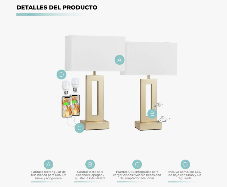 Lámparas De Mesa Doradas Inteligentes