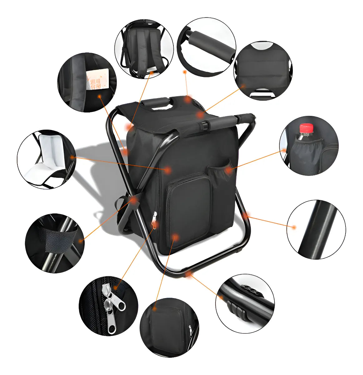 3 En 1 - Silla Plegable, Nevera Y Mochila