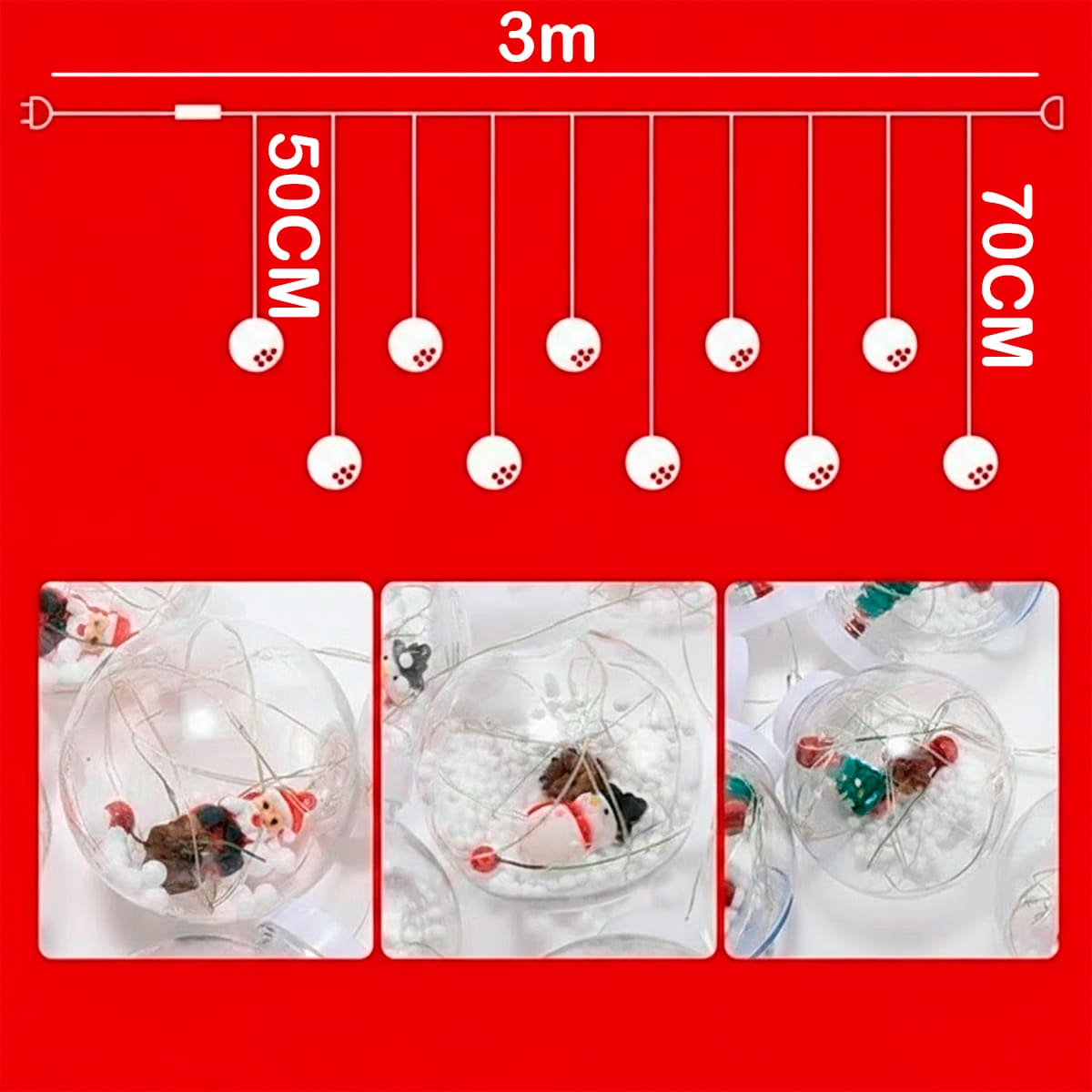 Luces De Bolas Navideñas Por 3 Metros - WinterMagic™🎄