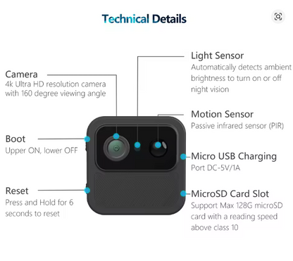 Mini Camara Espia 4k Wifi R9